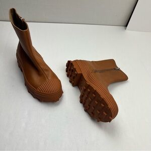 Camper Lab Traktori Brown Vulcanized Leather Zip Boot Womens Size 39 US 8.5